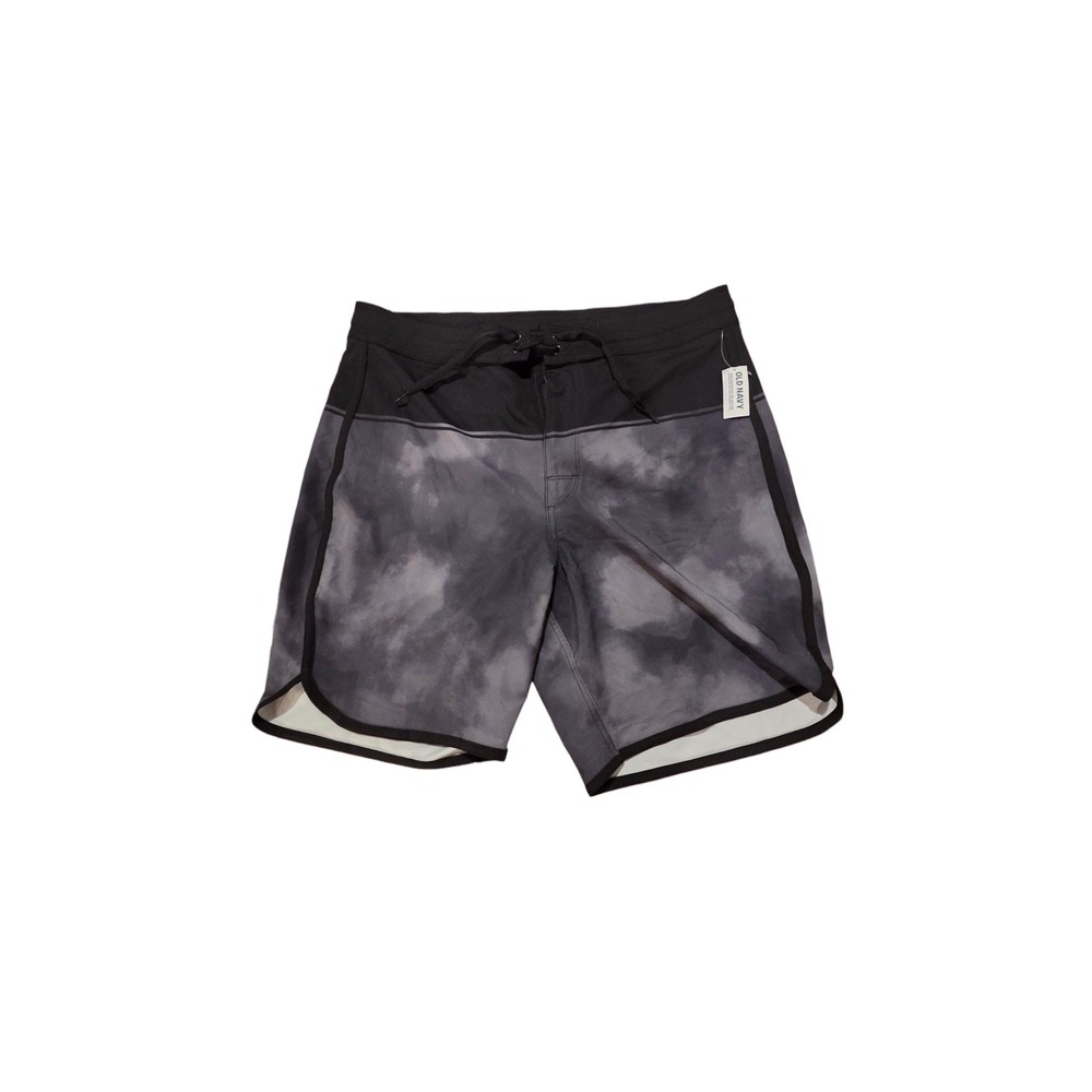 Old Navy Mens Board Shorts Size 36 Black Gray Cloud Print Swim Trunks